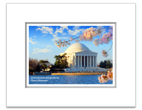 8"x 10" Jefferson Memorial Matted Print Cherry Blossoms