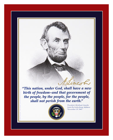 8"x 10" Abraham Lincoln "This nation under God" Matted Print