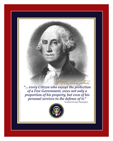 8"x 10" George Washington  "Every Citizen" Matted Print