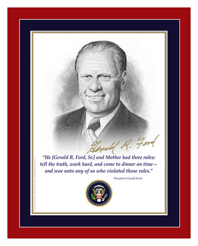 8"x 10" Gerald Ford  "...come to dinner on time" Matted Print
