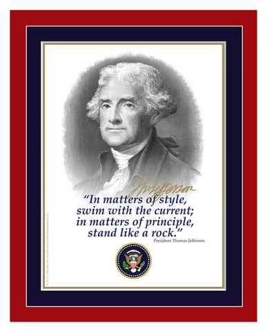 8"x 10" Thomas Jefferson "In matters of style" Matted Print