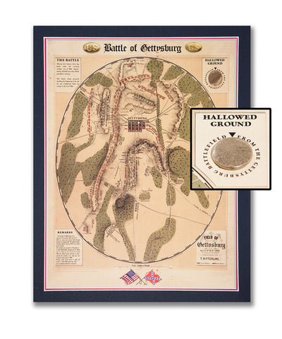 11"x 14" Battle of Gettysburg with Capsule of Earth from Seminary Ridge Matted Print