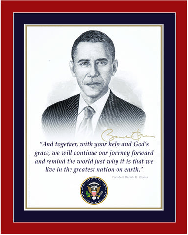 8"x 10" Barack H. Obama "...God's grace" Matted Print